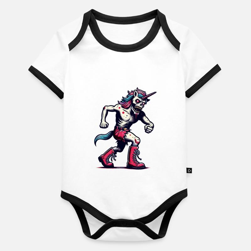 Zombie Unicorn Undead Mystical Creature Organic Baby Contrasting Bodysuit