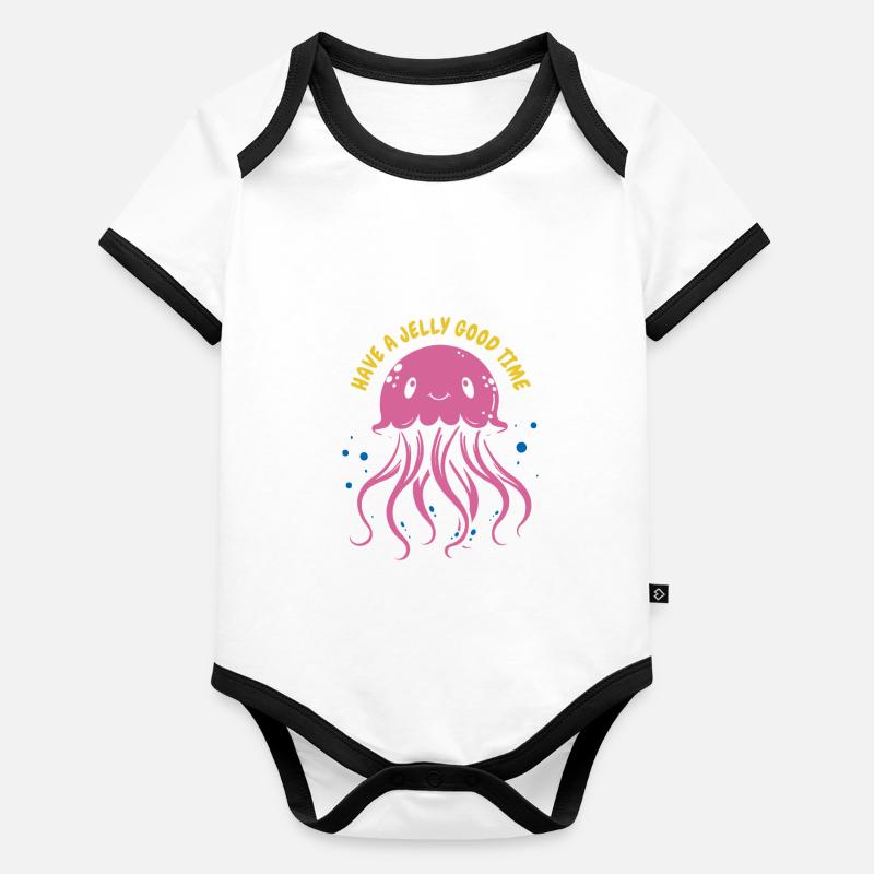 Have a jelly good time - Jellyfish with tentacles, me Organic Baby Contrasting Bodysuit