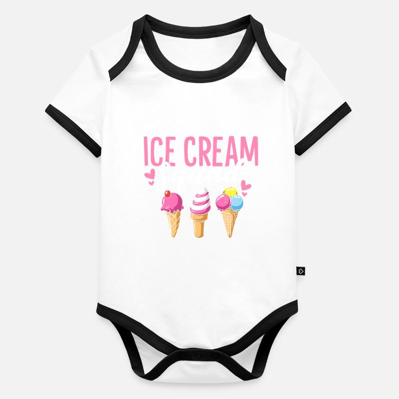 Ice Cream Squad Collations d’été Crème glacée drôle Body Bébé bio contrasté manches courtes