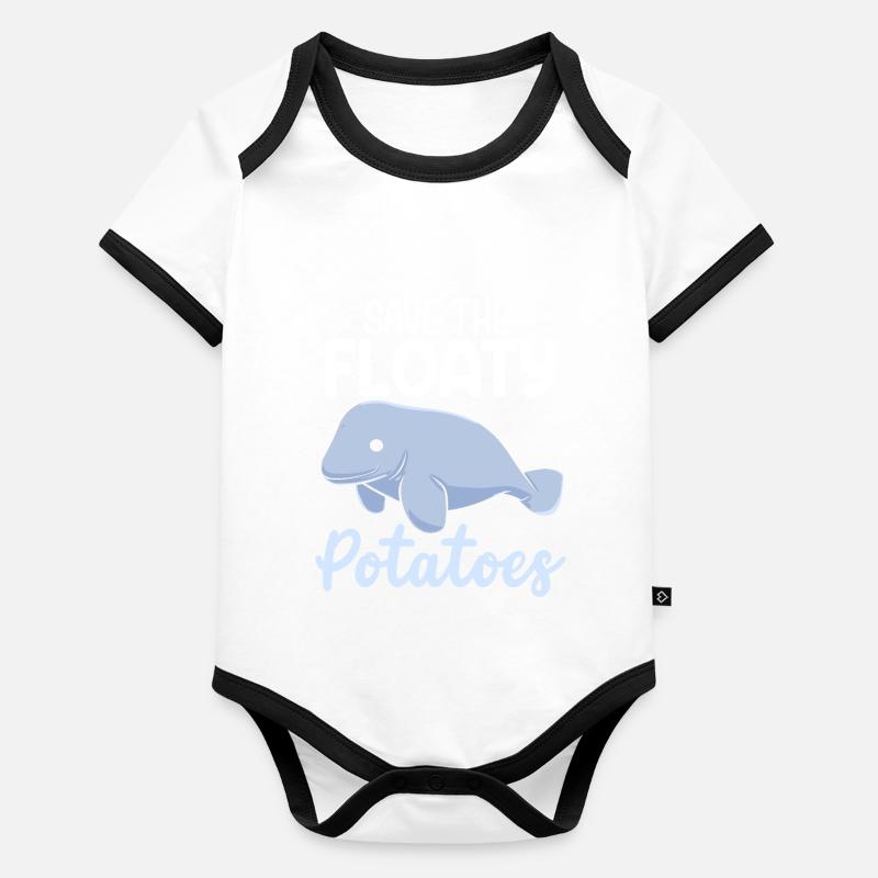 Save The Floaty Potatoes Funny Manatee Sea Organic Baby Contrasting Bodysuit