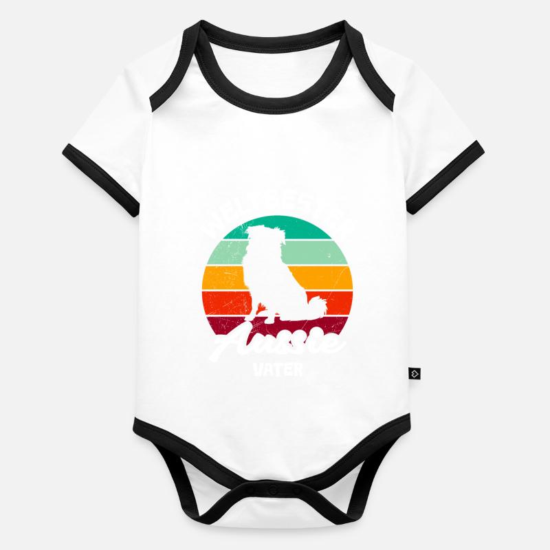 Aussie WORLD'S BEST AUSTRALIAN SHEPHERD DAD Organic Baby Contrasting Bodysuit