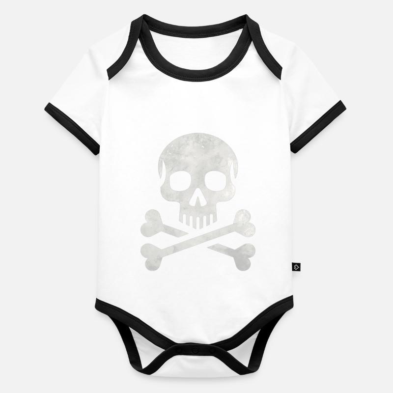 Crâne Crossbones Squelette Pirate Body Bébé bio contrasté manches courtes