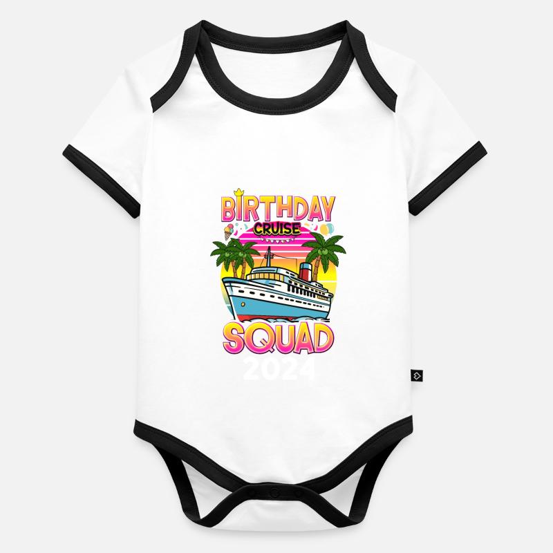 Anniversaire Croisière Squad 2024 Body Bébé bio contrasté manches courtes