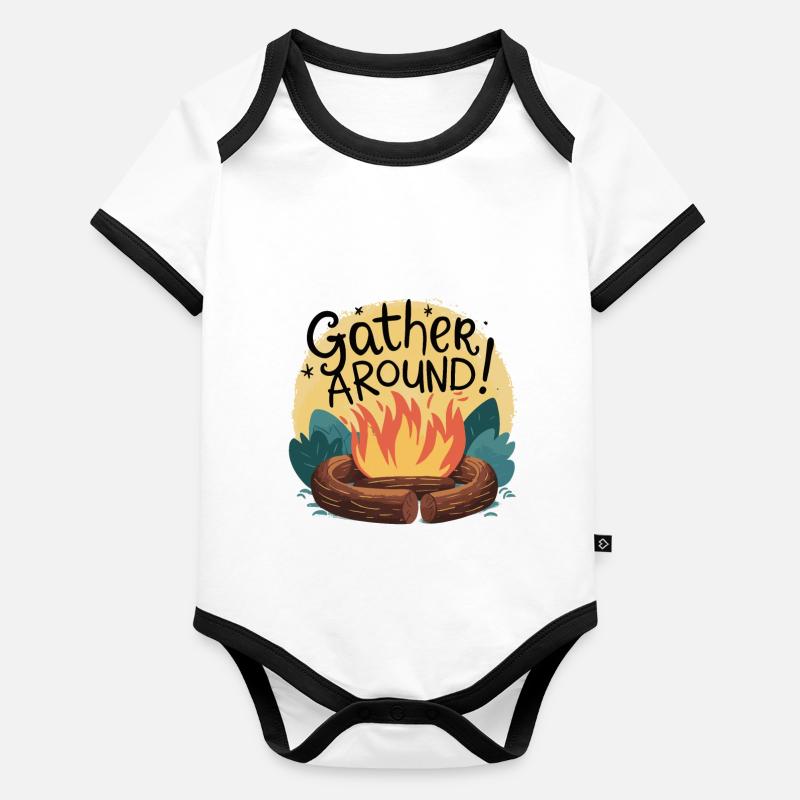 CAMPFIRES, GATHER AROUND Organic Baby Contrasting Bodysuit