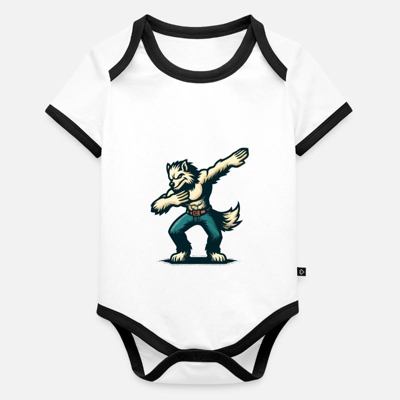 Dabbing Werewolf Funny Dabbing Design Organic Baby Contrasting Bodysuit