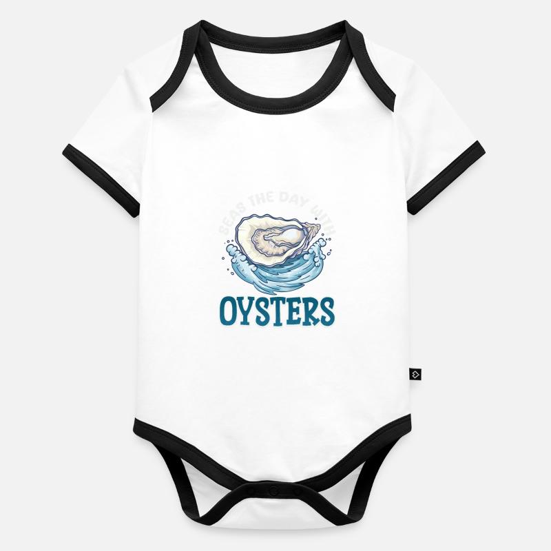 Oyster Seas The Day With Oysters Organic Baby Contrasting Bodysuit