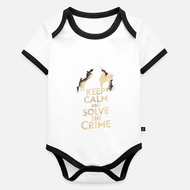 Keep Calm Und Löse Das Verbrechen - Murder Mystery Baby Bio-Kurzarm-Kontrastbody