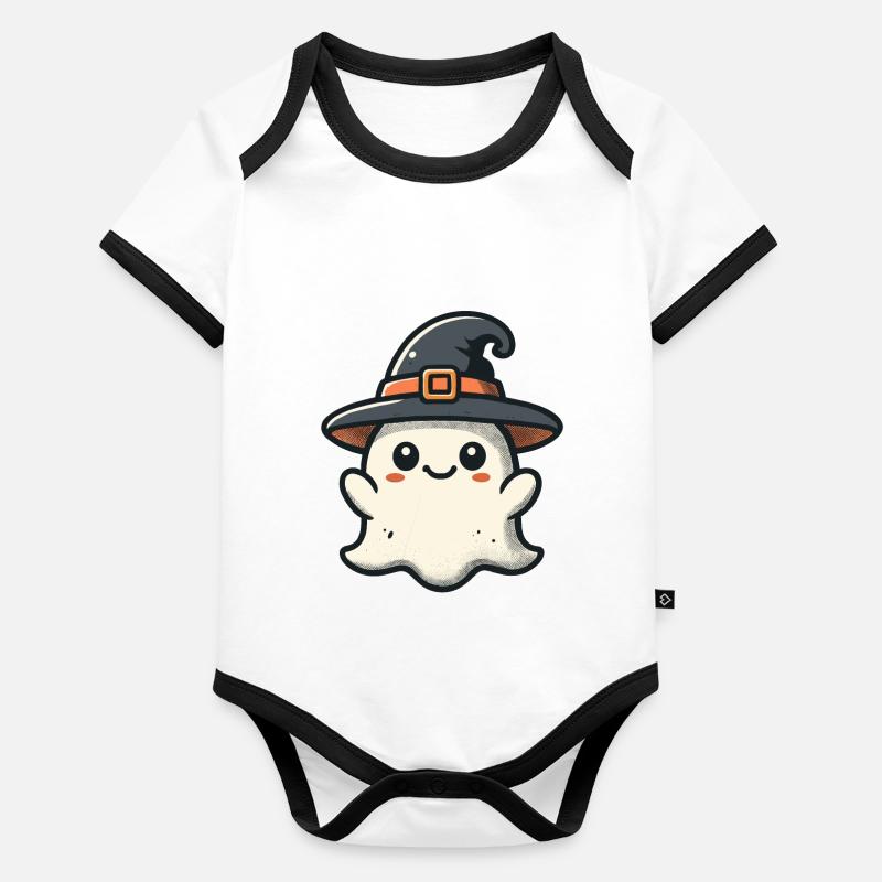 Funny Witch Ghost Spooky Party Organic Baby Contrasting Bodysuit