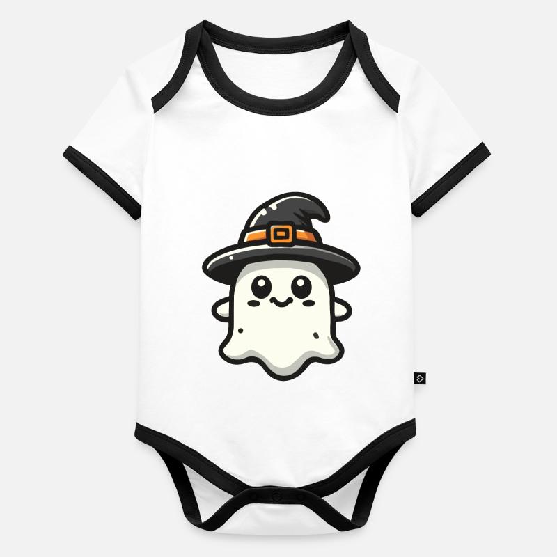Funny Witch Ghost Spooky Party Organic Baby Contrasting Bodysuit