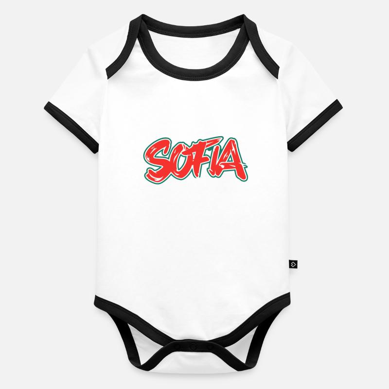 Sofia Bulgarie Souvenir Body Bébé bio contrasté manches courtes