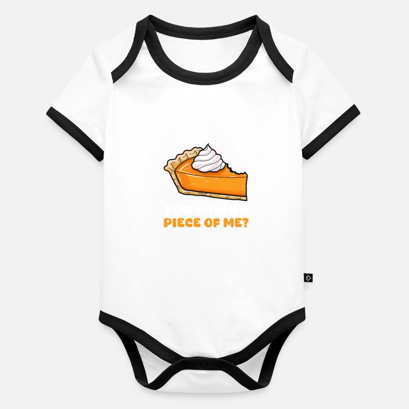 Kürbiskuchen Willst du ein Stück von mir essen? Baby Bio-Kurzarm-Kontrastbody