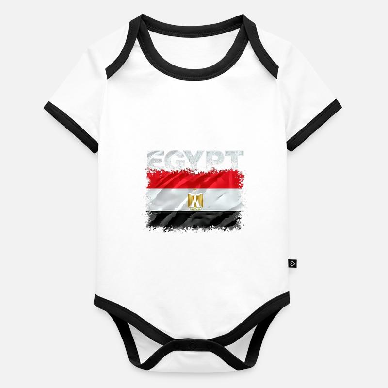 Égypte Body Bébé bio contrasté manches courtes