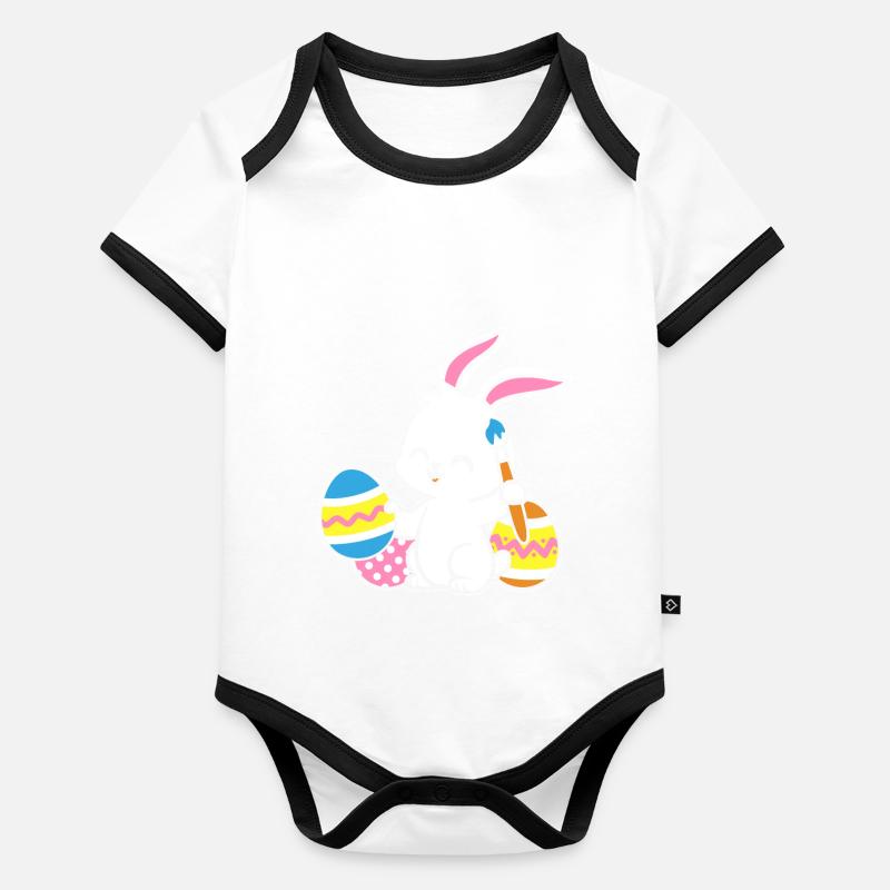 Osterhase Bemalt Ostereiger Eierbemalen Eiersuche Baby Bio-Kurzarm-Kontrastbody