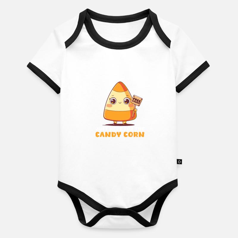 Candy Corn Just Here For The Candy Corn Organic Baby Contrasting Bodysuit