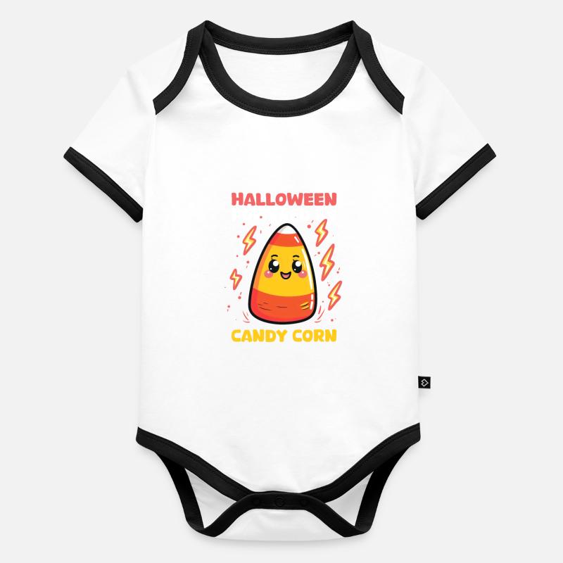 Candy Corn Halloween Powered By Candy Corn Organic Baby Contrasting Bodysuit