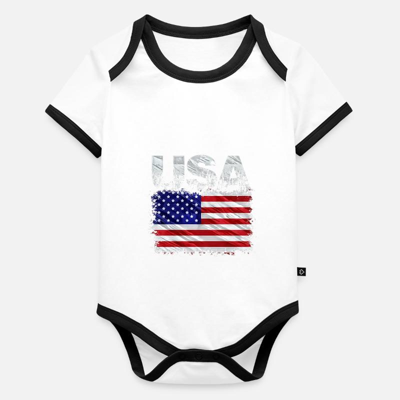 États-Unis Body Bébé bio contrasté manches courtes