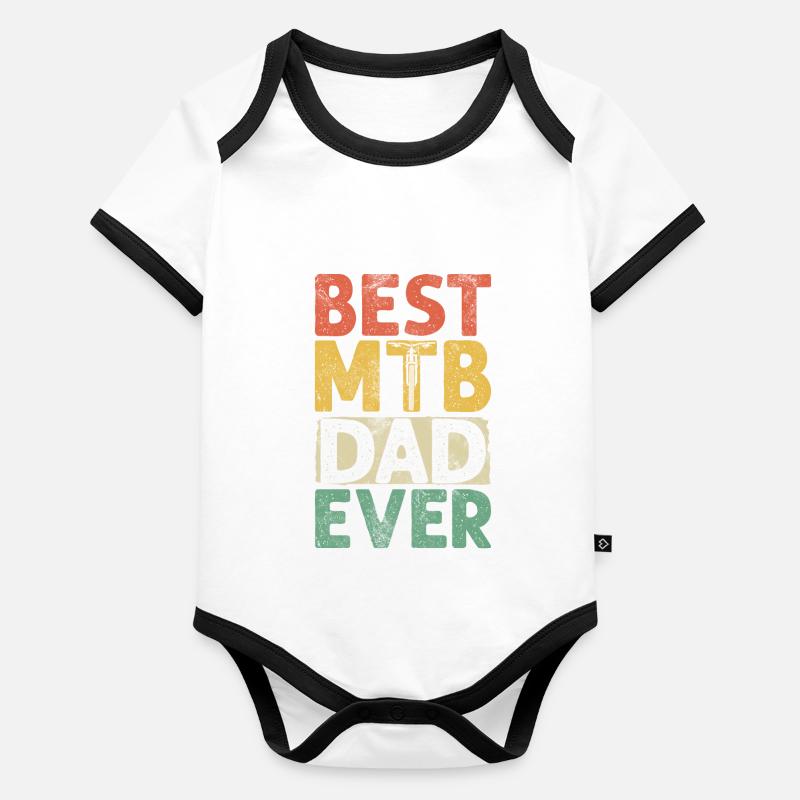Best MTB Dad Ever Funny MTB Mountain Biker Dad Organic Baby Contrasting Bodysuit