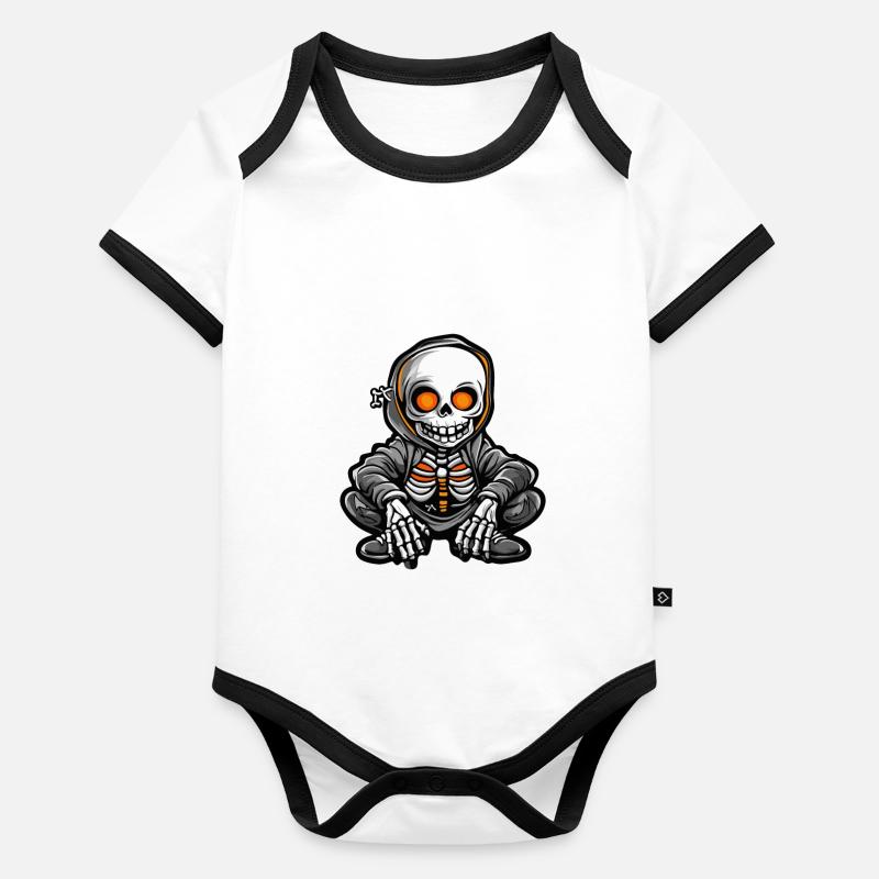 Squelette Halloween Body Bébé bio contrasté manches courtes