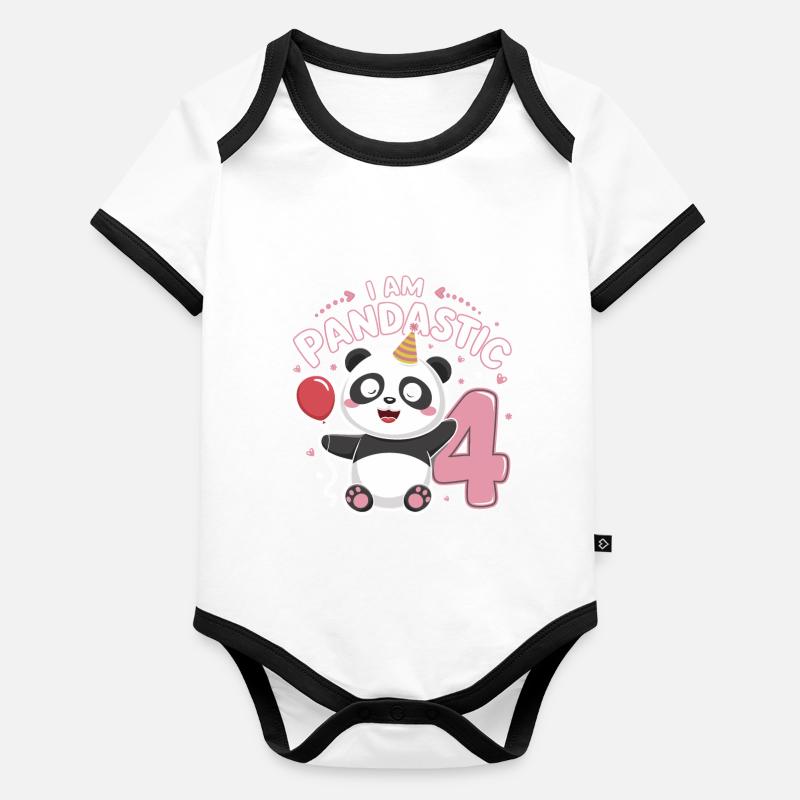 I'm Pandastic 4th Birthday Panda Organic Baby Contrasting Bodysuit