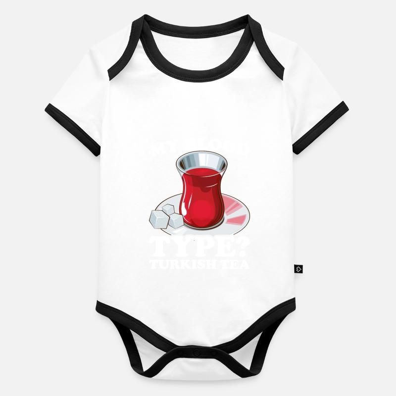 Turkish Tea Chai Türk Çayi Turkey Lover Organic Baby Contrasting Bodysuit