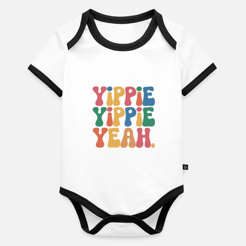 Yippie Yippie Yeah Body Bébé bio contrasté manches courtes