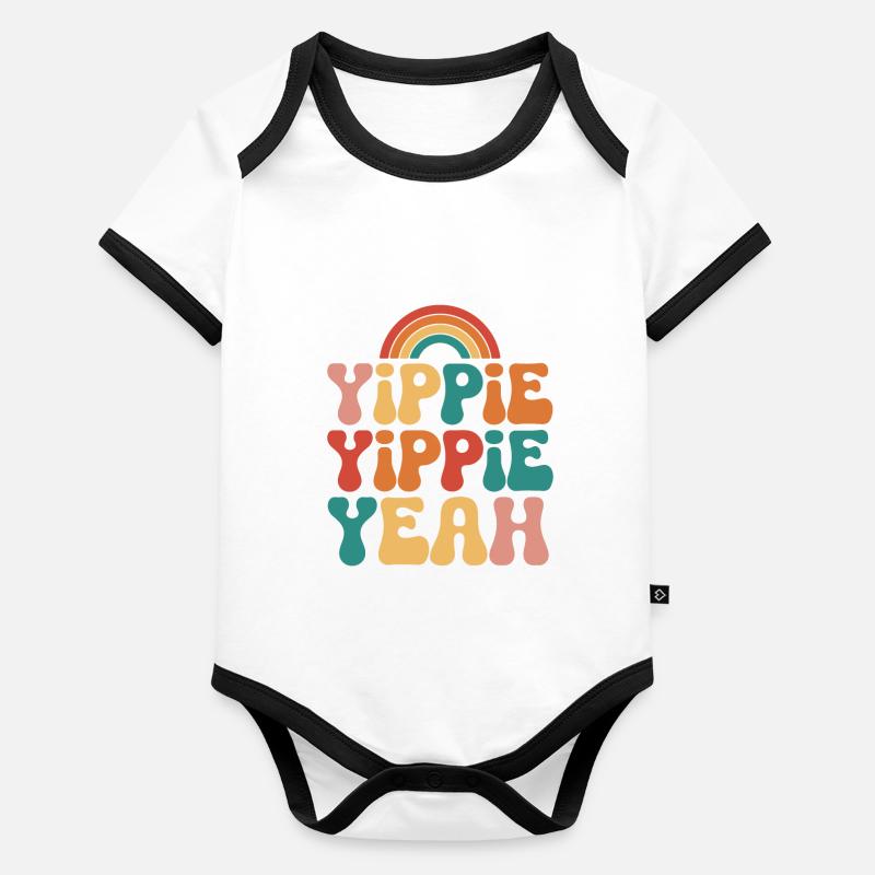 Yippie Yippie Yeah Body Bébé bio contrasté manches courtes