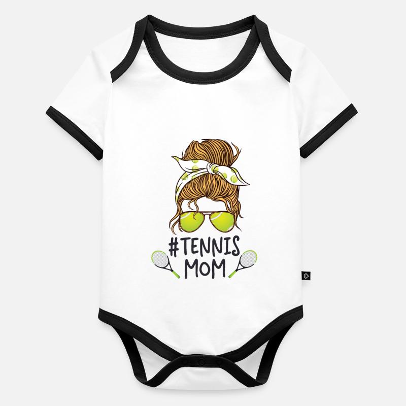 Funny Tennis Player Racket Baby Bio-Kurzarm-Kontrastbody