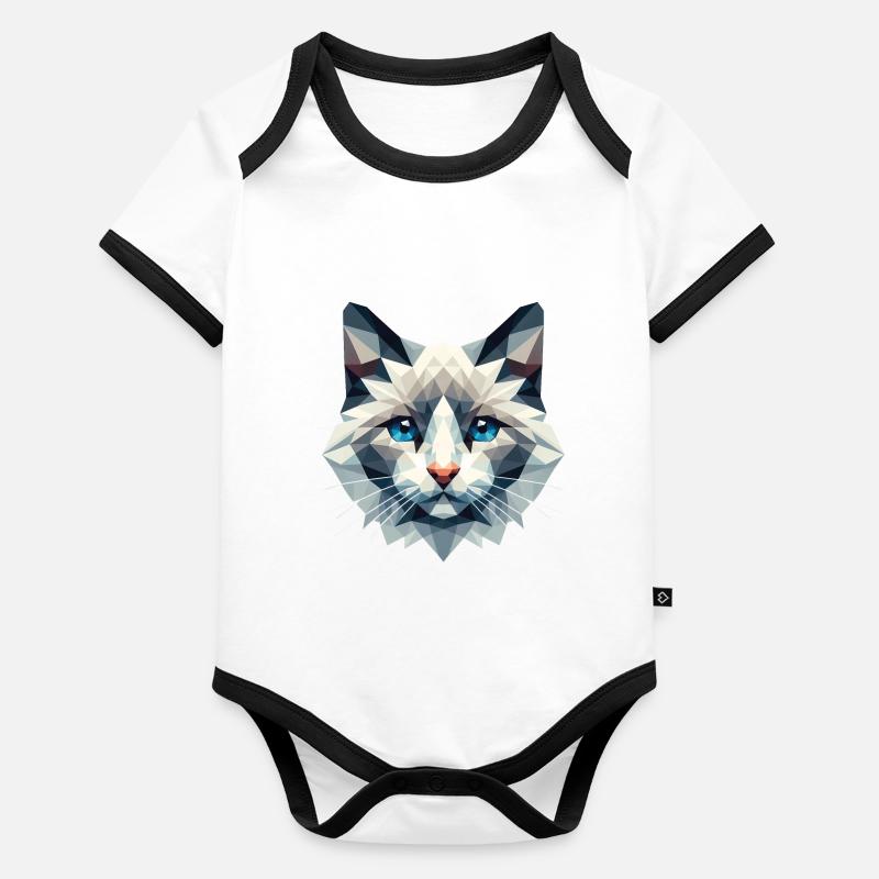Polygon Cat, Digital Art Organic Baby Contrasting Bodysuit