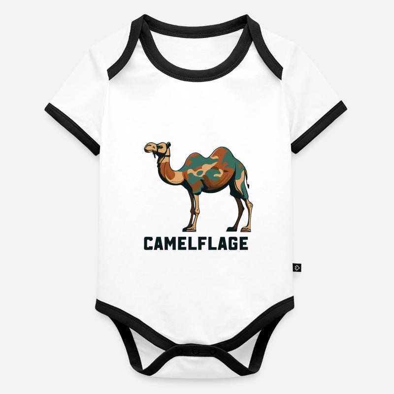 Camelflage Kamel Lustige Sprüche Tiere Baby Bio-Kurzarm-Kontrastbody