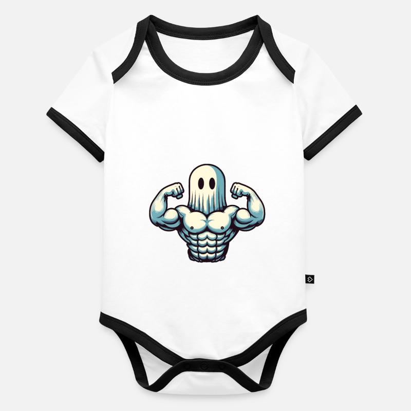 Musculation Ghost Drôle Gym Ghost Body Bébé bio contrasté manches courtes