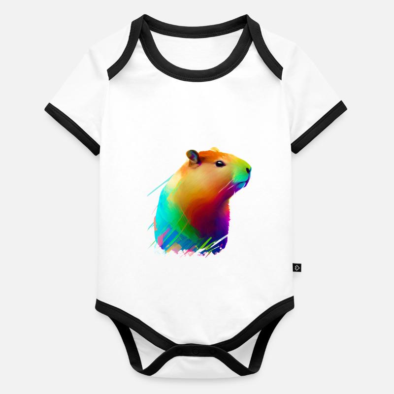 Capybara Body Bébé bio contrasté manches courtes