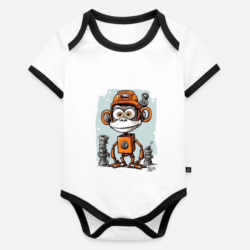 The funny, funky robo-monkey Organic Baby Contrasting Bodysuit