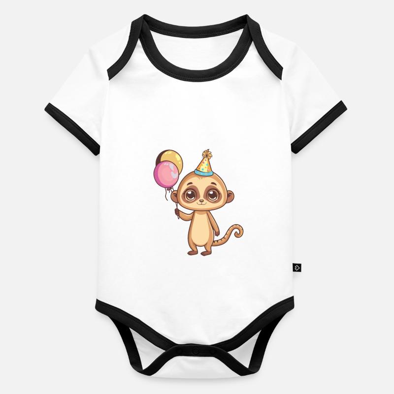 Suricate Anniversaire Bébé Body Bébé bio contrasté manches courtes