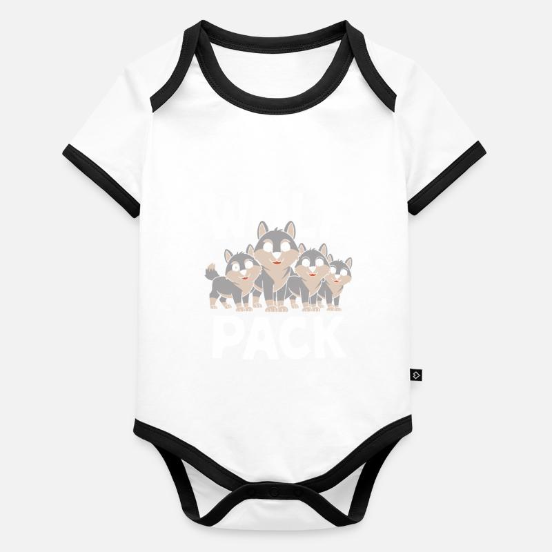 Wolf Group Design Meute de loups Body Bébé bio contrasté manches courtes