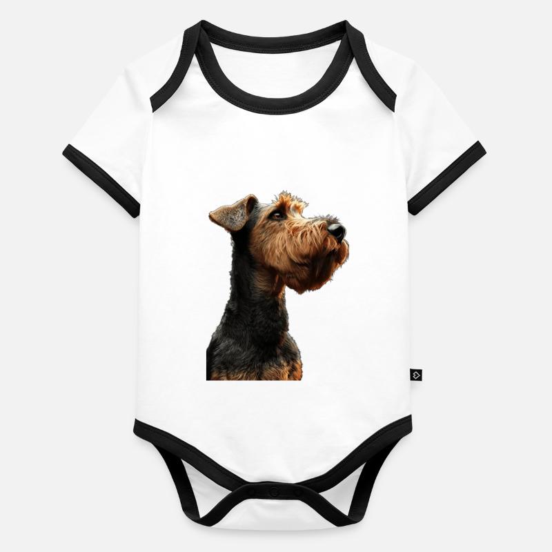 Airedale Terrier Body Bébé bio contrasté manches courtes