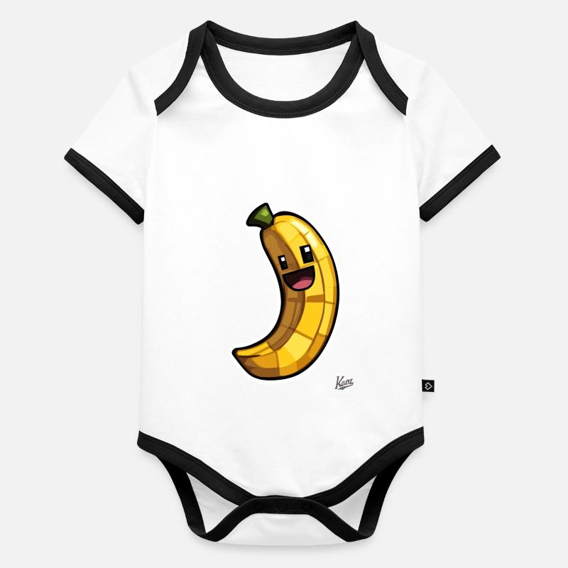 Drôle de banane pixel Body Bébé bio contrasté manches courtes