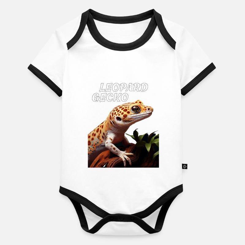 GECKO LÉOPARD Body Bébé bio contrasté manches courtes