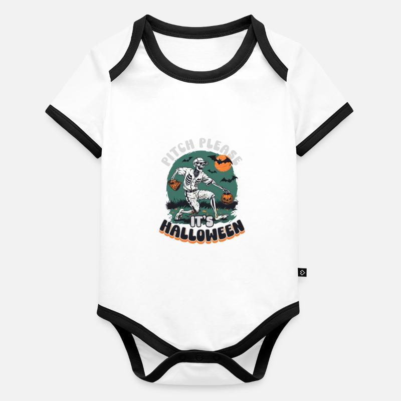 Halloween Baseball Pitch Please, It's Halloween! Organic Baby Contrasting Bodysuit