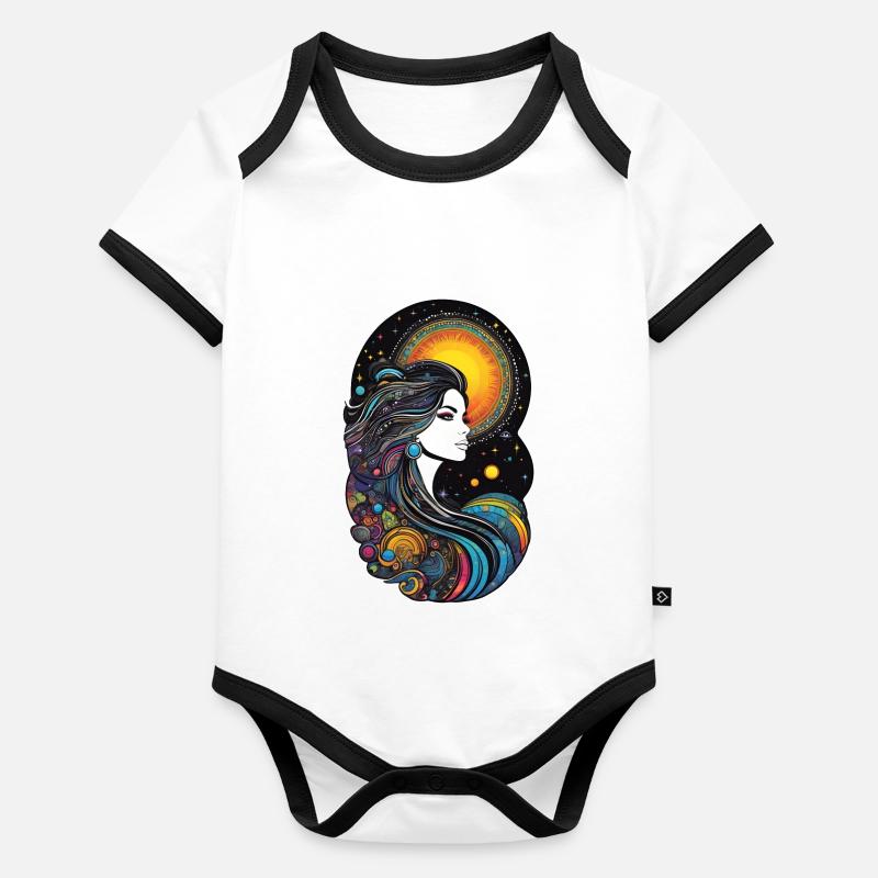 Déesse Cosmique de la Création Body Bébé bio contrasté manches courtes