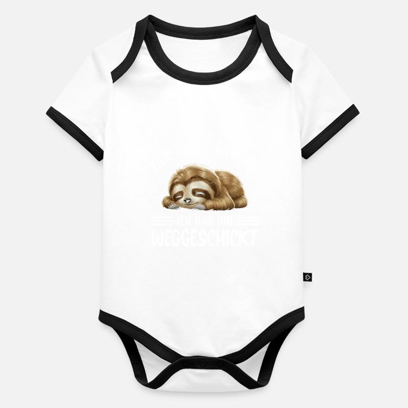 Faultier Tshirt Lustig Witzig Humor Sarkasmus Baby Bio-Kurzarm-Kontrastbody