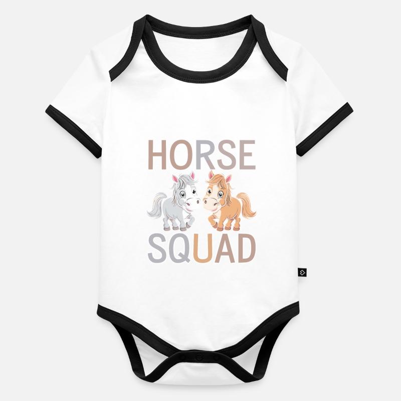 Groupes de chevaux Conception Horse Squad Body Bébé bio contrasté manches courtes