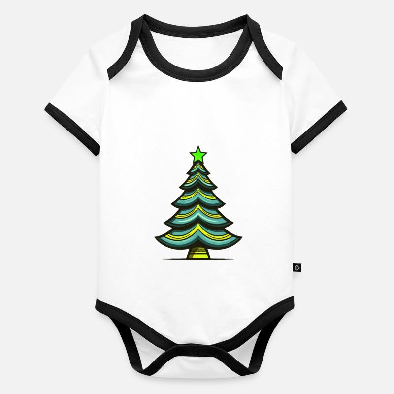 Arbre de Noël Body Bébé bio contrasté manches courtes