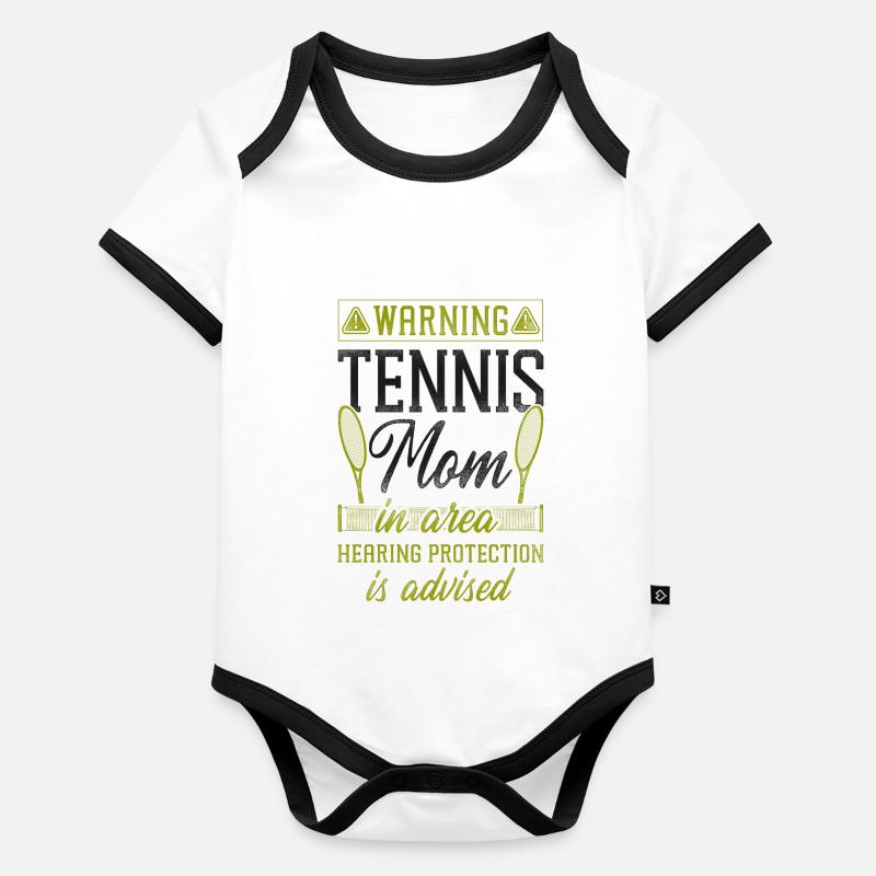 Funny Tennis Player Racket Mom Baby Bio-Kurzarm-Kontrastbody