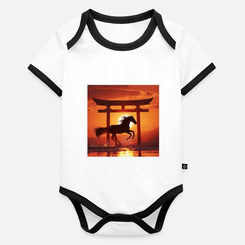 Cheval Body Bébé bio contrasté manches courtes