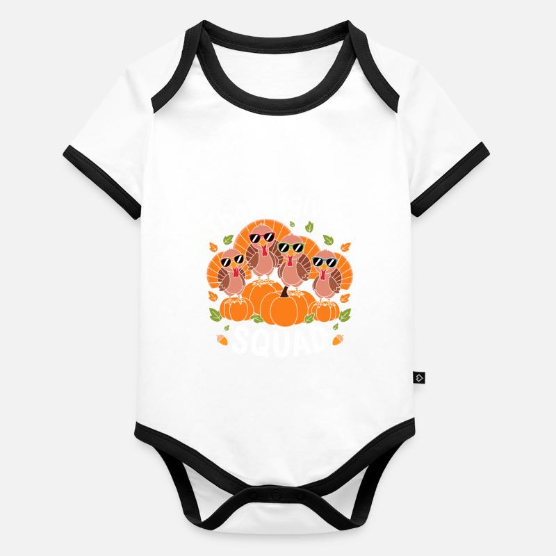Équipe de Thanksgiving Drôles de dindes Body Bébé bio contrasté manches courtes