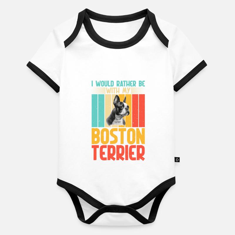Cadeaux Boston Terrier Body Bébé bio contrasté manches courtes
