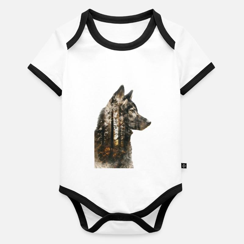Alaskan Malamute Organic Baby Contrasting Bodysuit