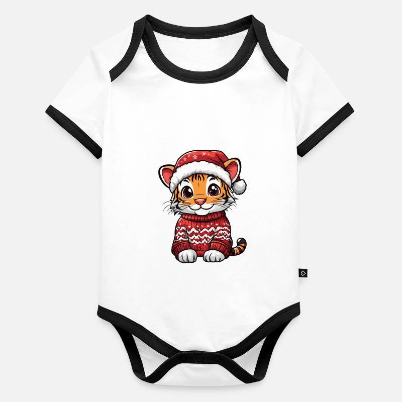Bande dessinée de Noël Tigre Body Bébé bio contrasté manches courtes