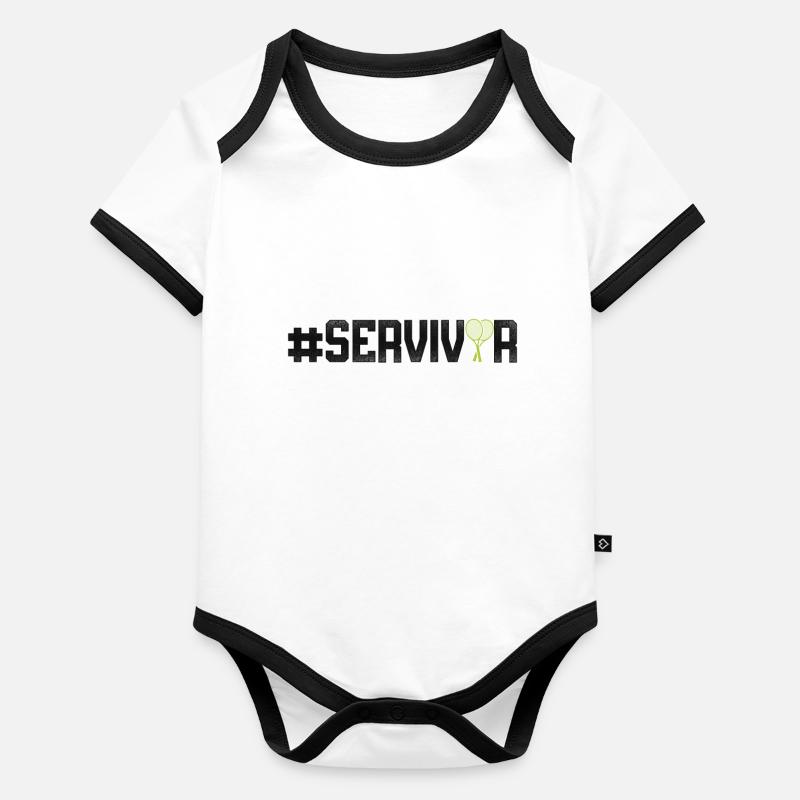 Funny Tennis Player Racket Baby Bio-Kurzarm-Kontrastbody
