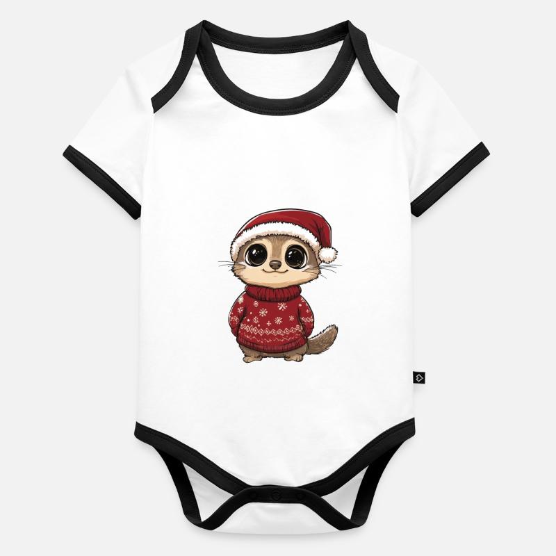 Bande dessinée de Noël de suricate Body Bébé bio contrasté manches courtes